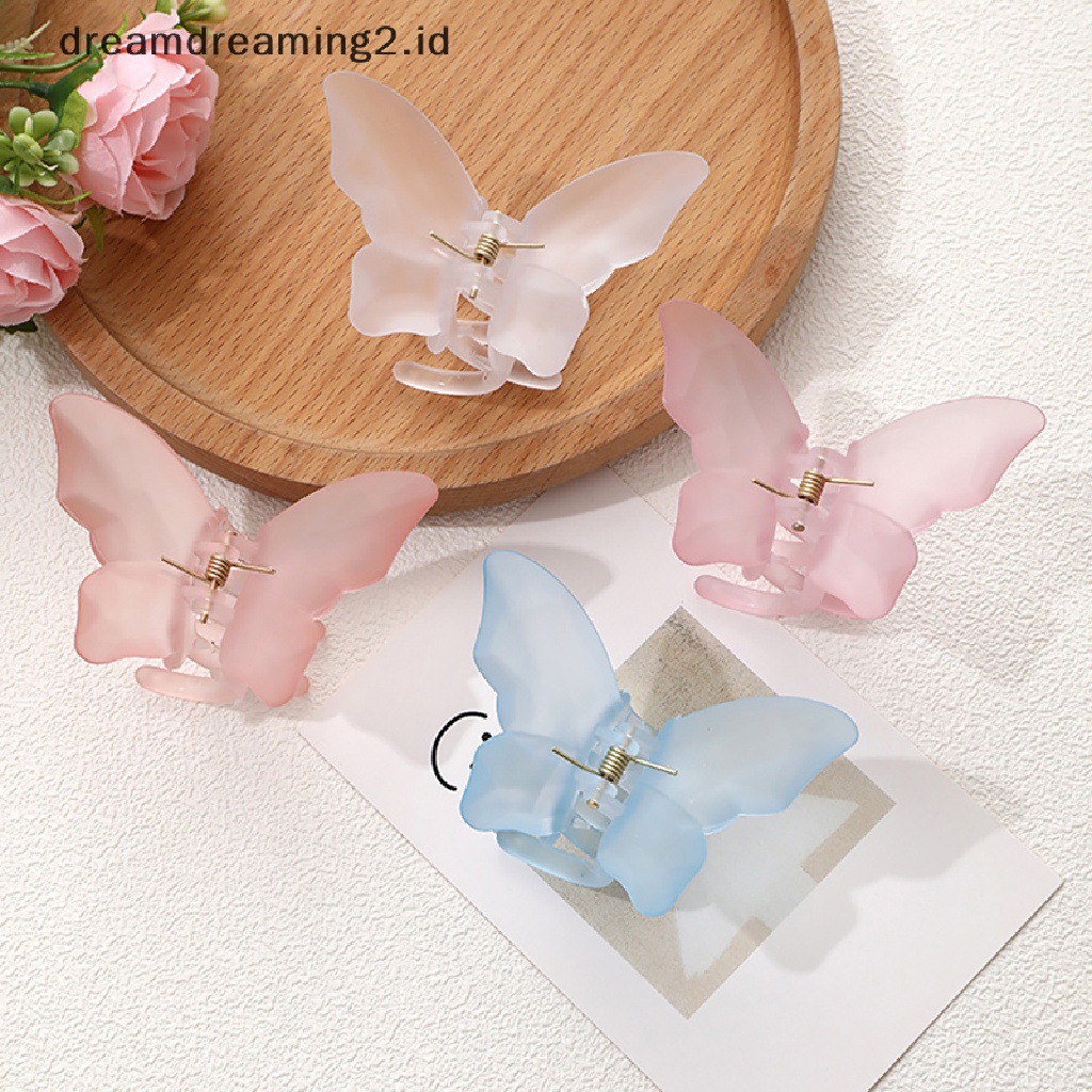 (dream) Baru Cakar Rambut Peri Manis Kupu-Kupu Jepit Rambut Gradien Tie-Dye Berwarna Styling Alat Jepit Untuk Wanita Perempuan Hair Clip//