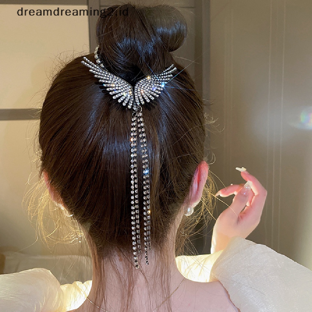 (dream) 1pc Mutiara Berlian Imitasi Rumbai Kepala Pil Ponytail Gesper Rambut Klip//