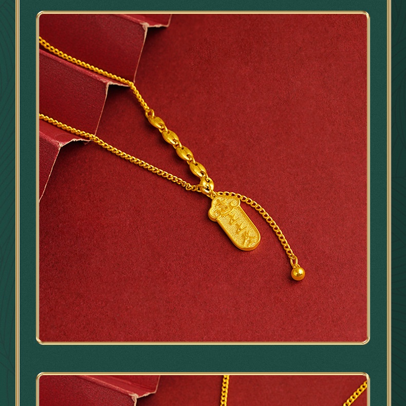 Goldkingdom Perhiasan Fashion 24K Bangkok Aksesoris Ready Stock Baru Tanda Keberuntungan Kalung Wanita Liontin Serbaguna Dengan Makna Yang Indah