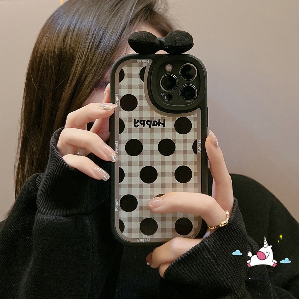 Casing Infinix Smart 6 5 Hot 11 10T 10s 11s 10 9 Play Hot 10 Lite 10T 10s 11 11s Note 8 Motif Kotak Titik Gelombang Retro Kartun Lucu 3D Ikatan Simpul Hias Soft Case