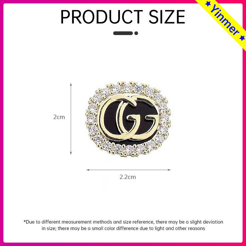 COD✨ Anting persegi pin perak S925，Desain Huruf Anting bertabur berlian untuk wanita-Yinmer