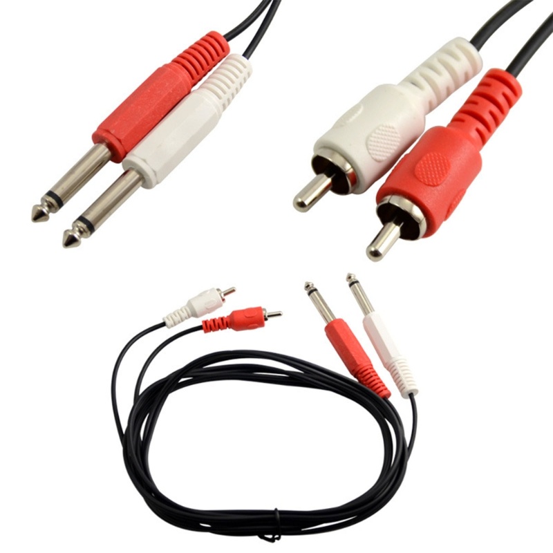 Cre Kabel RCA to 1per4 Lapis Emas Audiophile Dual 1per4inch Mono to Dual RCA Cable Converter Adapter 0.2m/1m/1.5m/3m