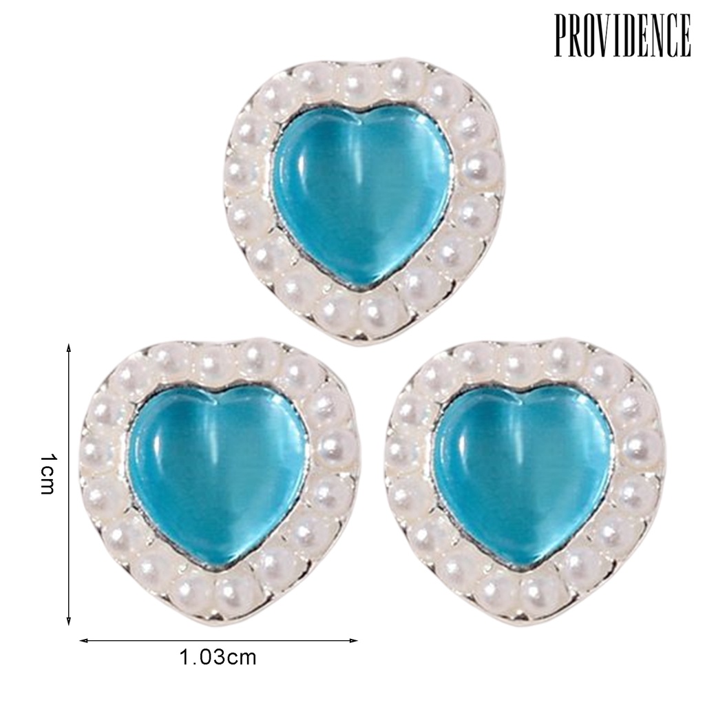 Providence 3Pcs Kuku Berlian Imitasi Indah Mutiara Imitasi Jantung Pesona Alloy Craft Colorful DIY Nail Art Dekorasi 3D Ornamen Untuk Salon Kuku