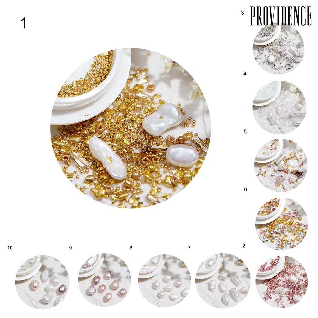 Providence 1kotak Dekorasi Kuku Bentuk Tidak Teratur Bahan Alloy Tahan Karat 3D Mix Mutiara Imitasi DIY Dekorasi Nail Art Perlengkapan Kuku