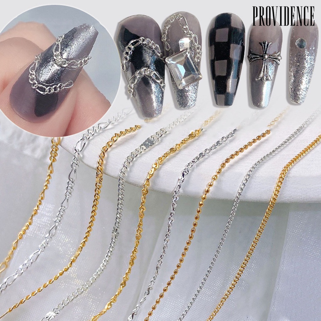 Providence Rantai Kuku Serbaguna DIY Glittery 3D Manicure DIY Pesona Rantai Logam Untuk Anak Perempuan