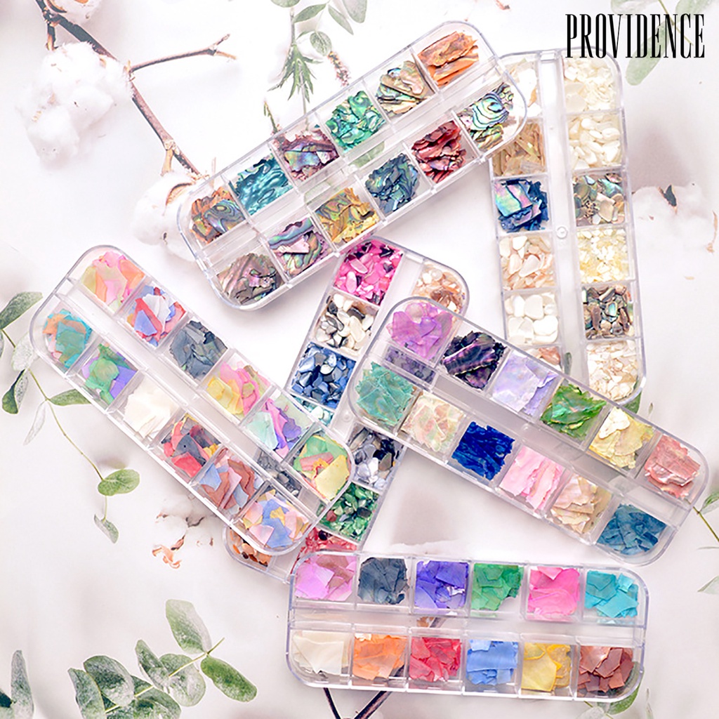 Providence 1kotak Dekorasi Kuku Warna Vibrant Bentuk Tidak Teratur Shell Menarik Fragment Nail Decor DIY Hiasan Kuku Palsu Perlengkapan Kuku