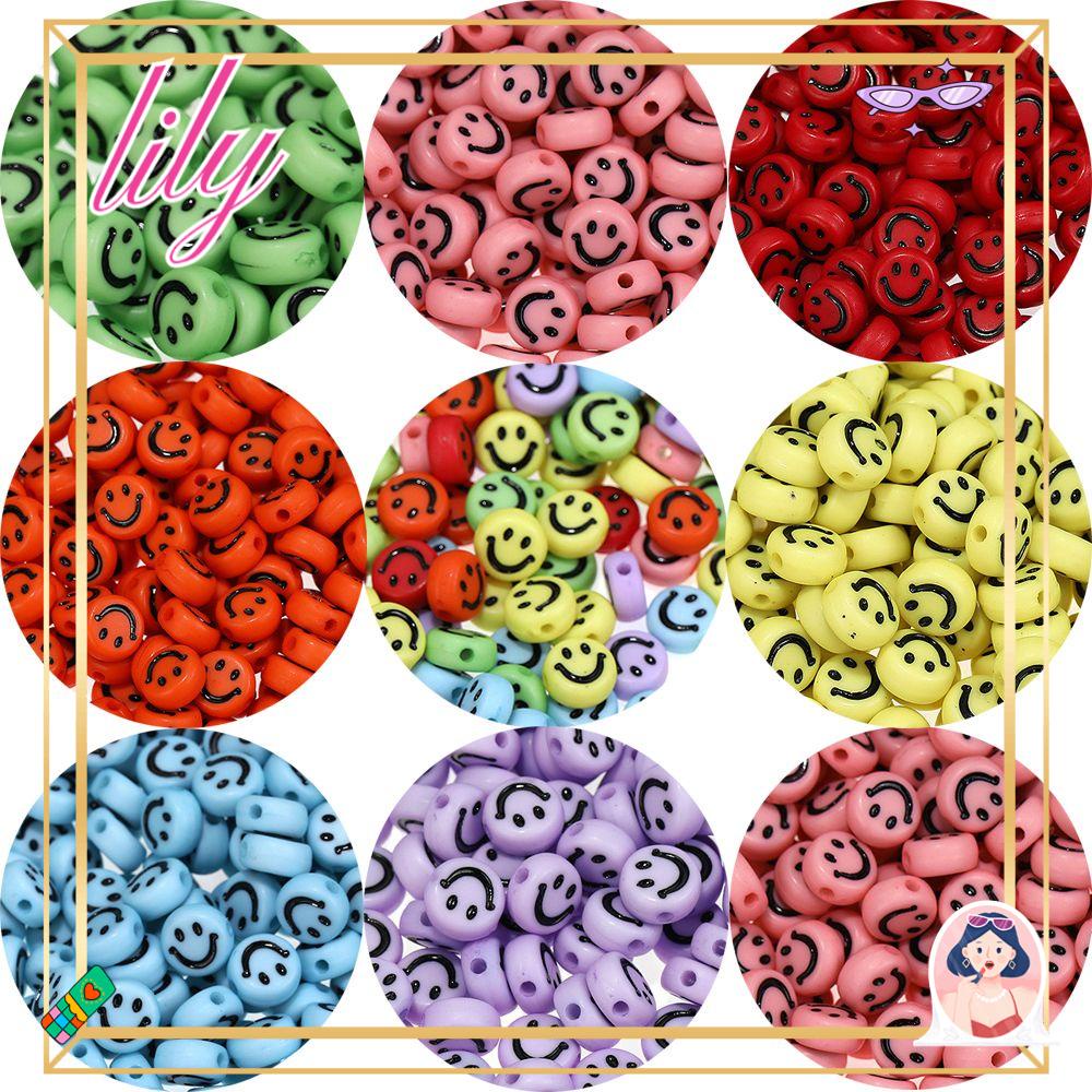 Lily 100 Pcs Spacer Beads Art Gelang Kalung Scrapbook Membuat Perhiasan Wajah Tersenyum Polymer Clay