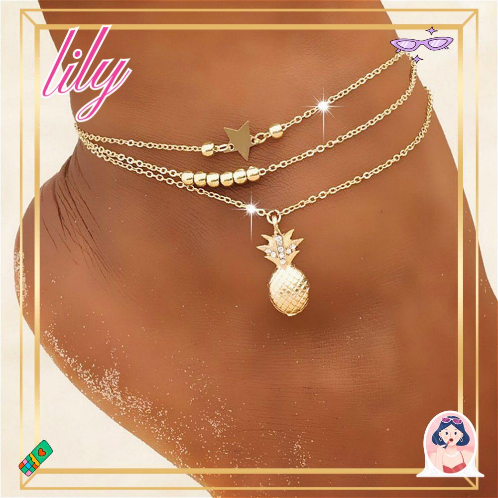 Lily Gelang Kaki Musim Panas Berlapis Boho Adjustable Perhiasan Pantai