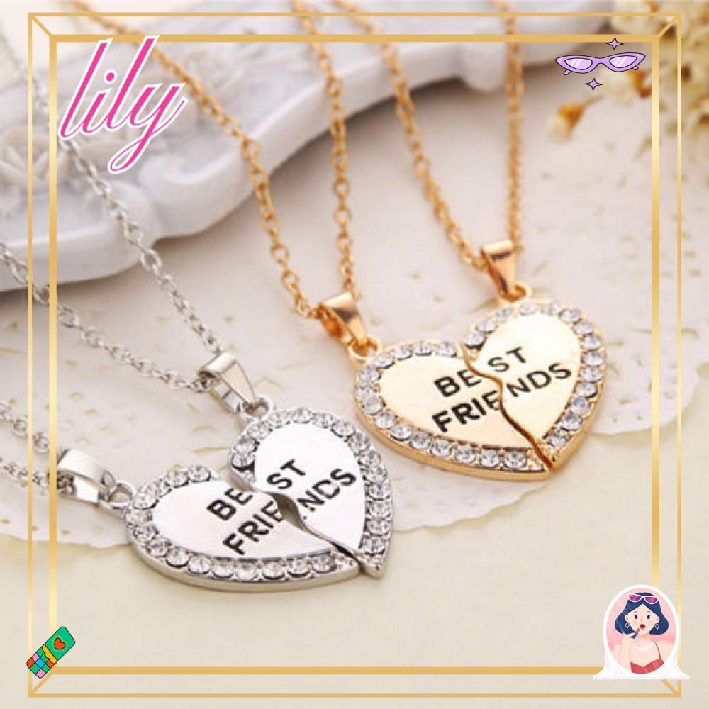 Lily 2PCS Bff Kalung Best Friend Perhiasan Berlian Imitasi Persahabatan