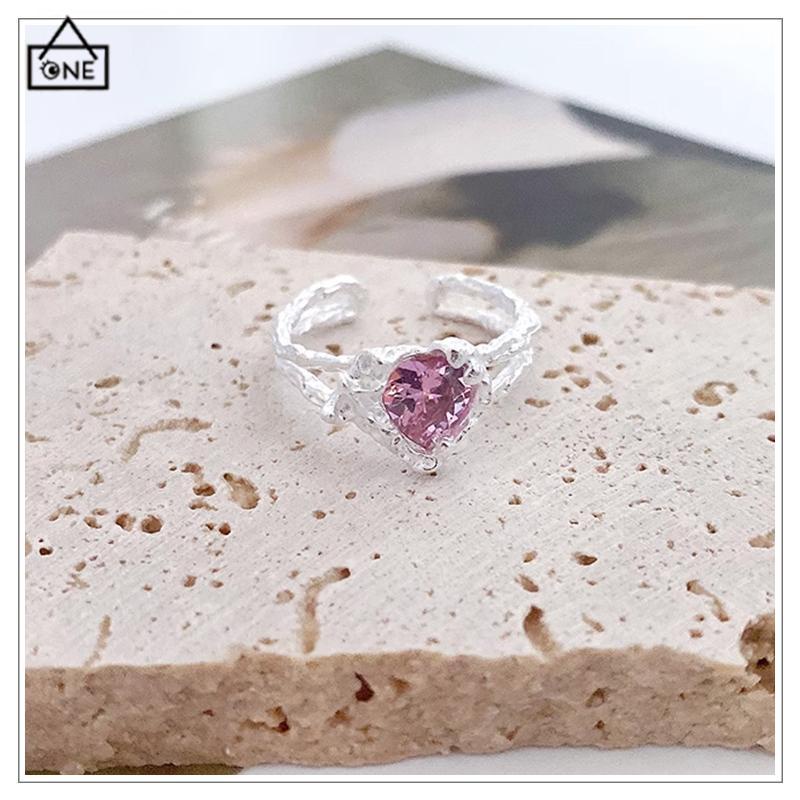 COD❤️Cincin Zirkonia Cinta Sejuk Manis Cincin ganda mode wanita Ukuran dapat disesuaikan-A.one