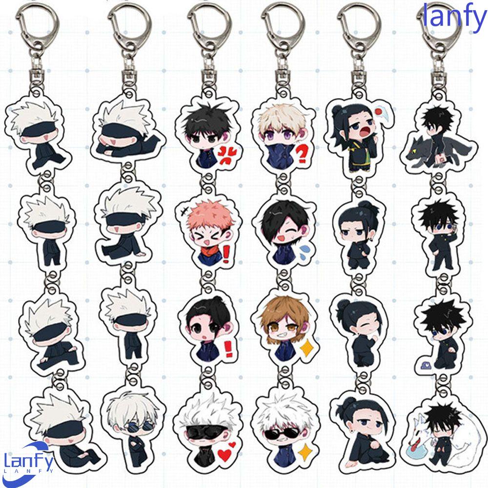 LANFY Gifts Jujutsu Kaisen Keychain Acrylic Key Ring Animation Peripheral Pendant Jujutsu Kaisen Cartoon Gojo Satoru Japanese Anime Hot Blood Anime Figurine Model