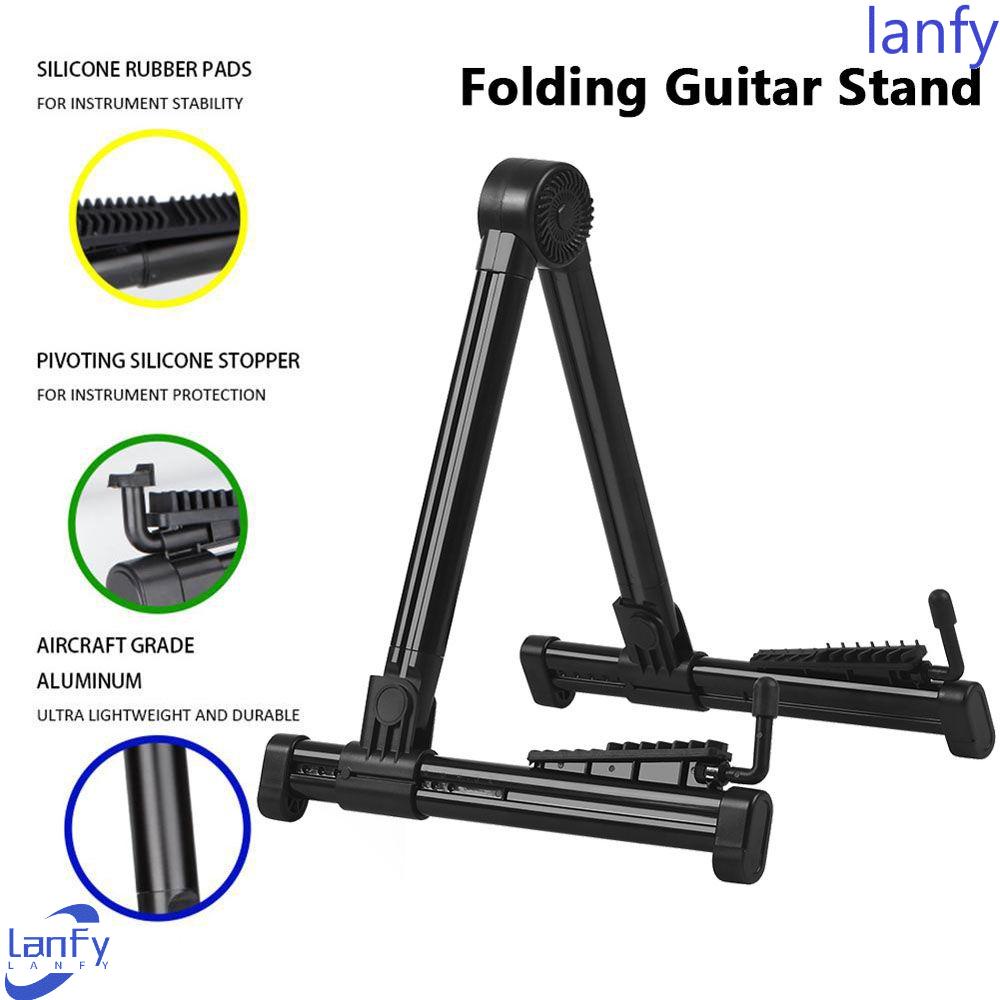 Lanfy Stand Gitar Kualitas Tinggi Lipat Bingkai A Bass Akustik Elektrik Cocok Semua Gitar Stand Gitar Lipat Anti Selip