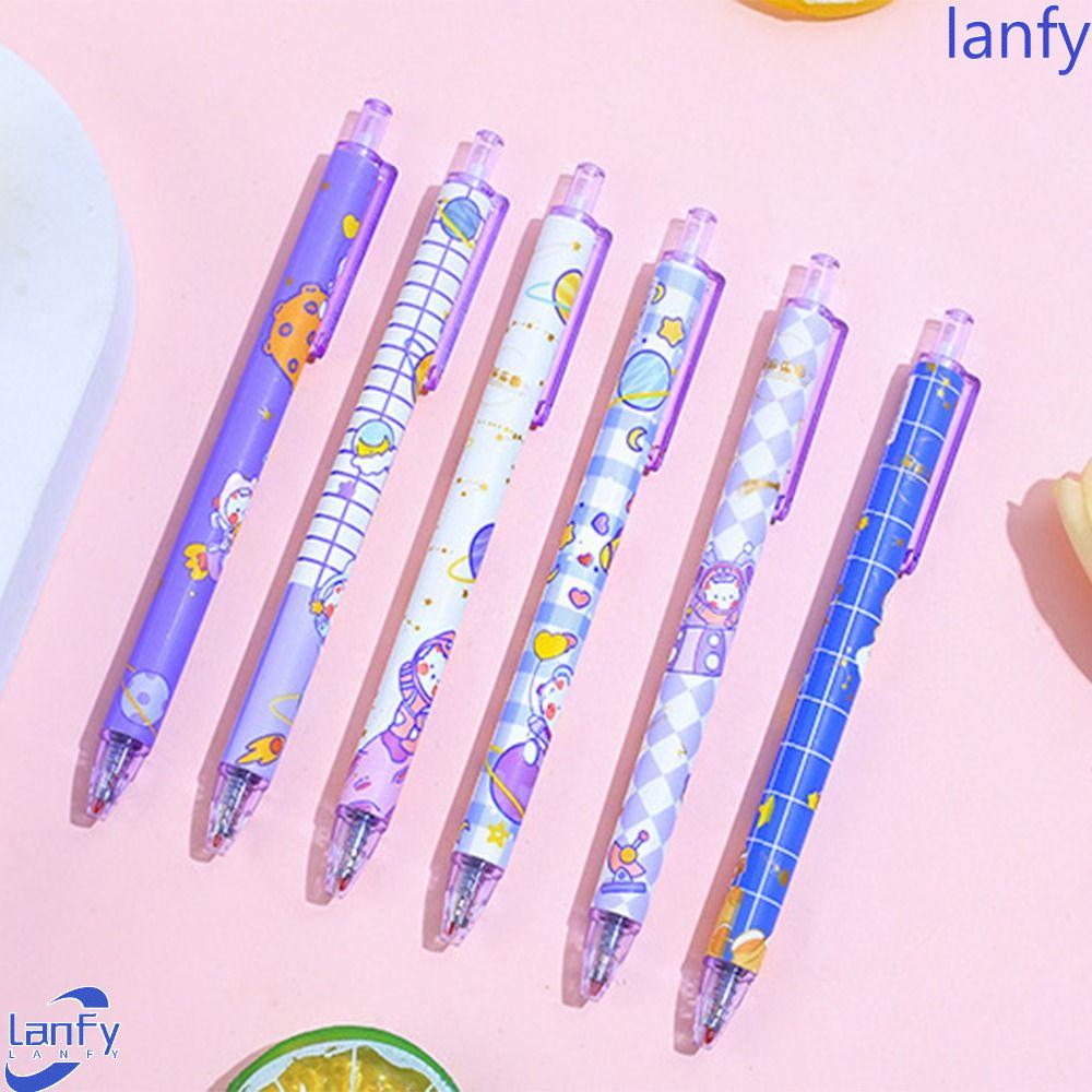 Lanfy 0.5mm Gel Pen Set Sekolah Kawaii Siging Pen Tulisan Perlengkapan Kantor Tinta Hitam Menulis Alat Tulis Pena Gel Netral