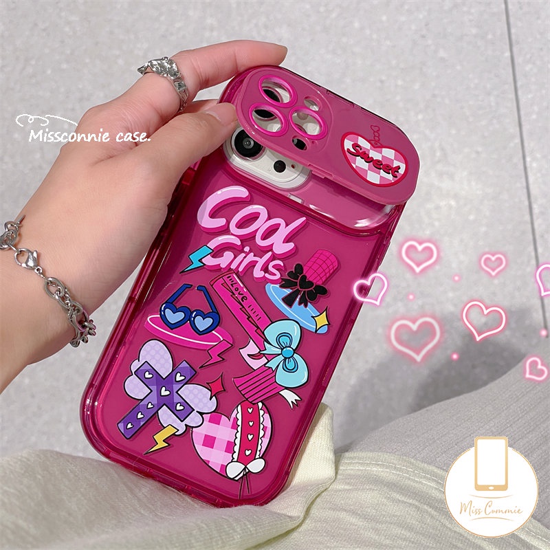 Kartun Lucu Lucu Graffiti Stiker Gadis Keren Phone Case Untuk Oppo A12 A57 A7 A15 A53 A9 A5 A31 A33 2020 A5s A35 A77S A15s A3s A77 A11K Kreatif Flip Make Up Cermin Soft Case