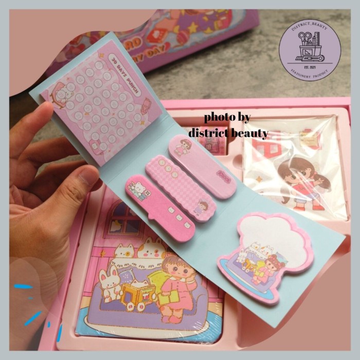 

jurnal 4 in 1 kode s001 STUDY HARD ISI WASHI TAPE STIKER STICKY NOTES