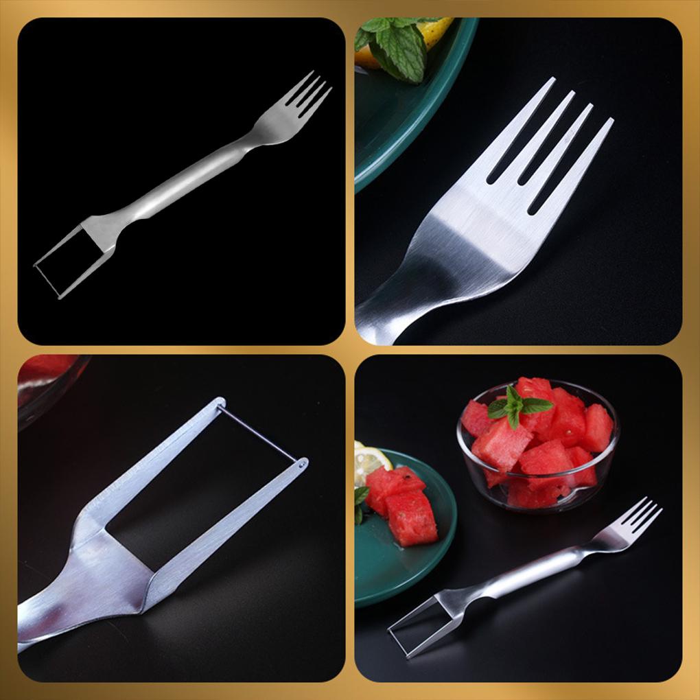 Stainless Steel Watermelon Slicer Portable Pengganti Dual Head Reusable Rumah Dapur Restoran Buah Garpu Aksesoris