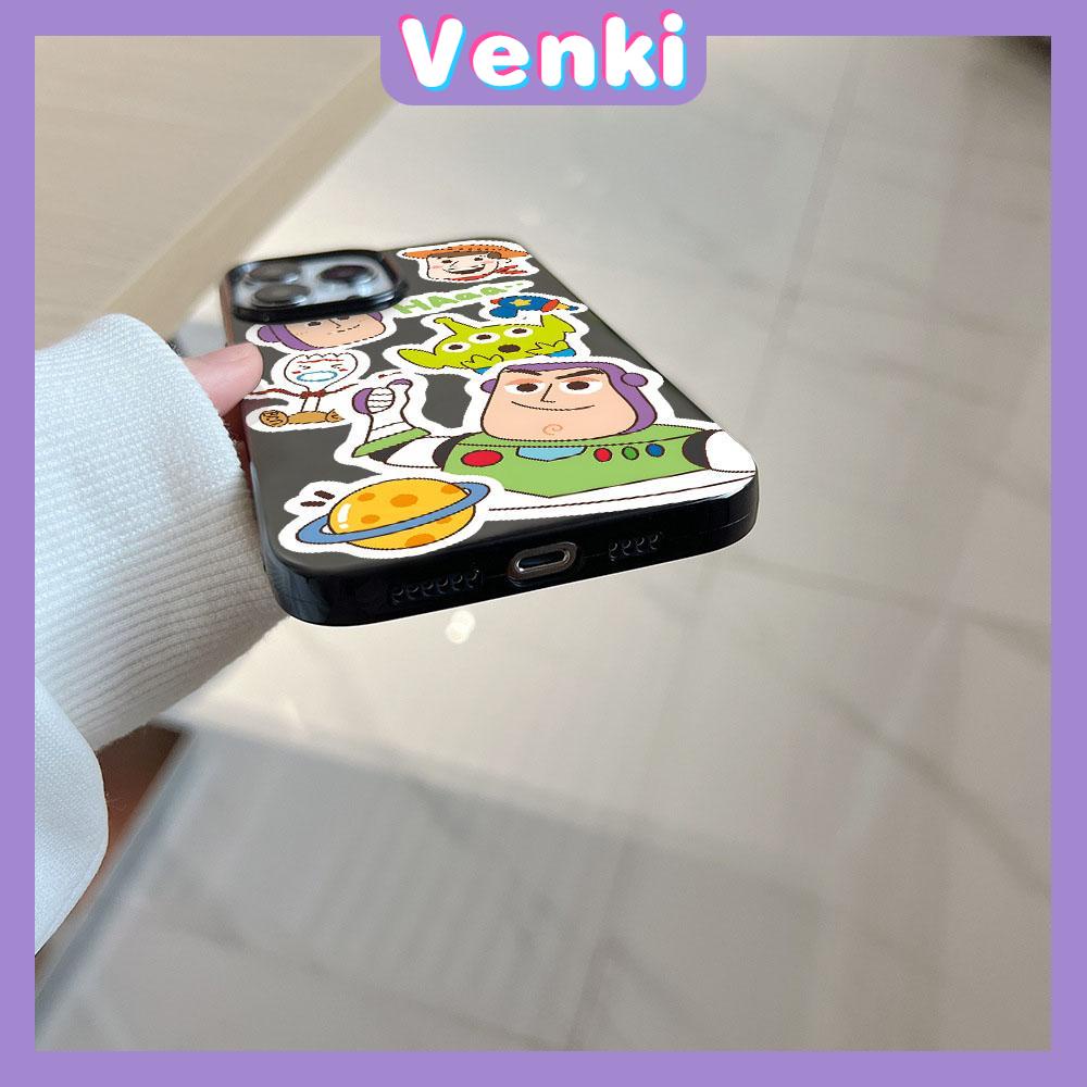 VENKI - For iPhone 11 iPhone Case Black Glossy TPU Soft Case Shockproof Protection Camera Cute Cartoon Compatible with iPhone 14 13 Pro max 12 Pro Max xr xs max 7Plus 8Plus