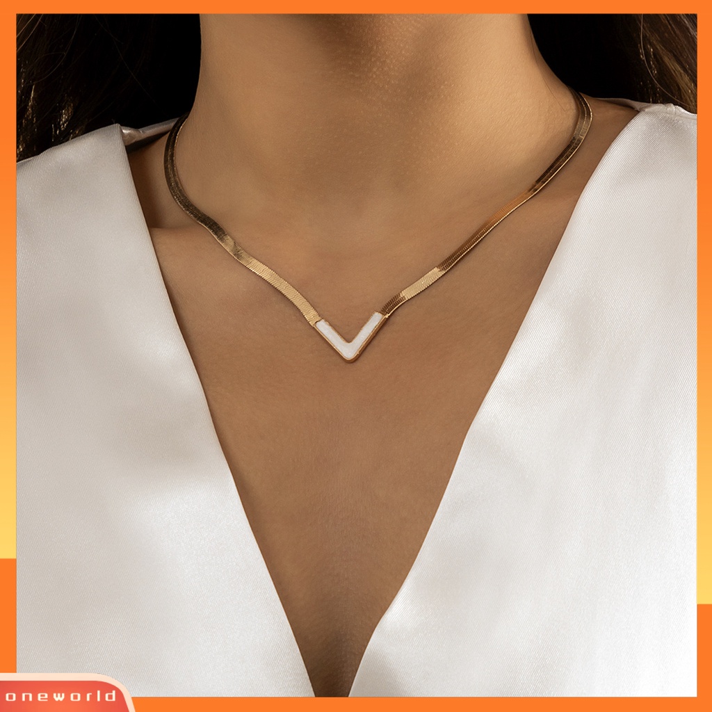 [EONE] Kalung Rantai Klavikula V-shaped Elegan Indah Dekoratif Tahan Aus Desain Geometris Lady Necklace Fashion Jewelry