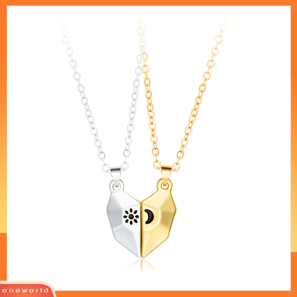 [EONE] 1pasang Rantai Klavikula Kepribadian Senada ic Matahari Bulan Pasangan Liontin Pasangan Kalung Perhiasan Aksesori