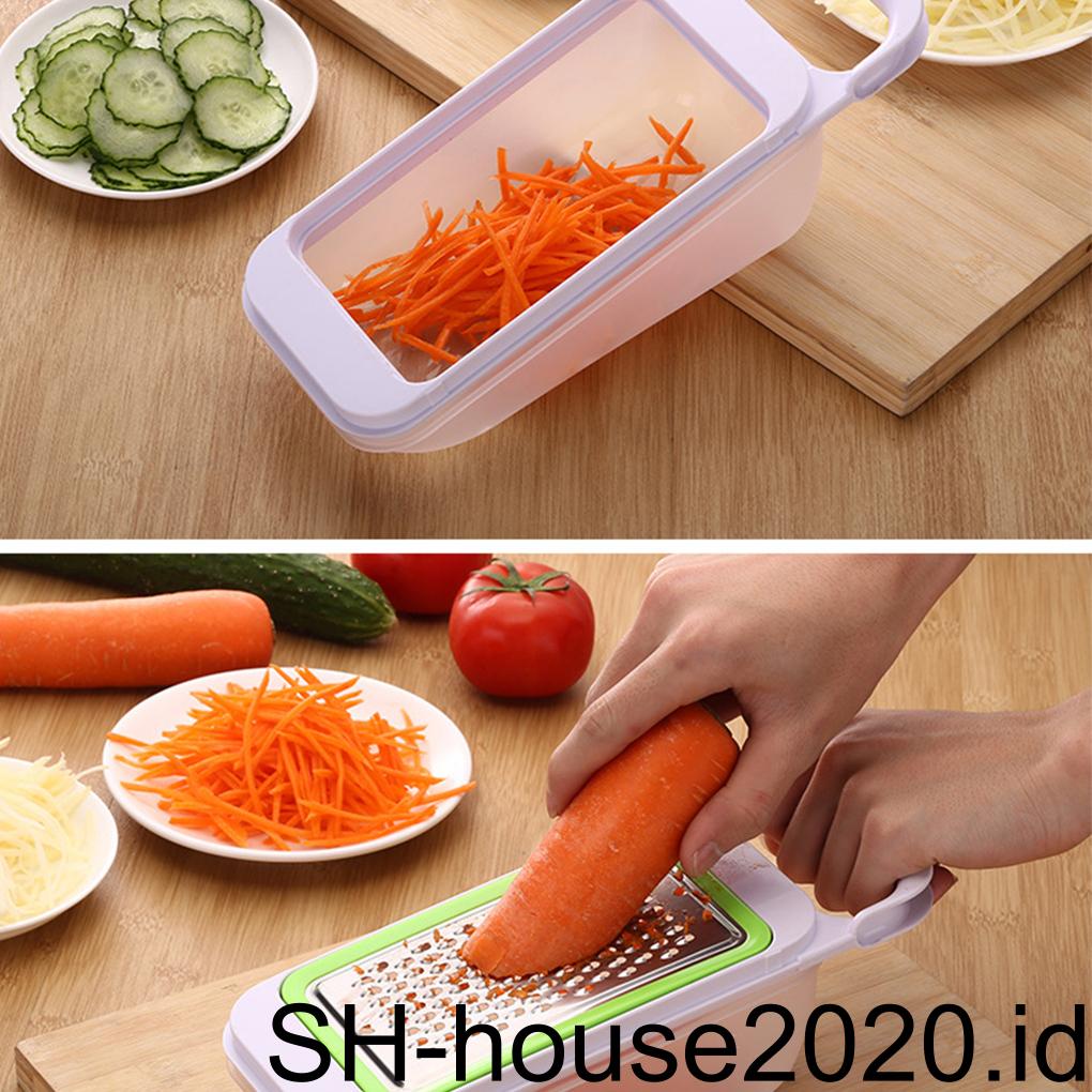 Alat Pengiris Buah Kentang Multifungsi Rumah Tangga Portable Manual Wortel Bawang Jahe Parutan Set Zester Chopper Shredder