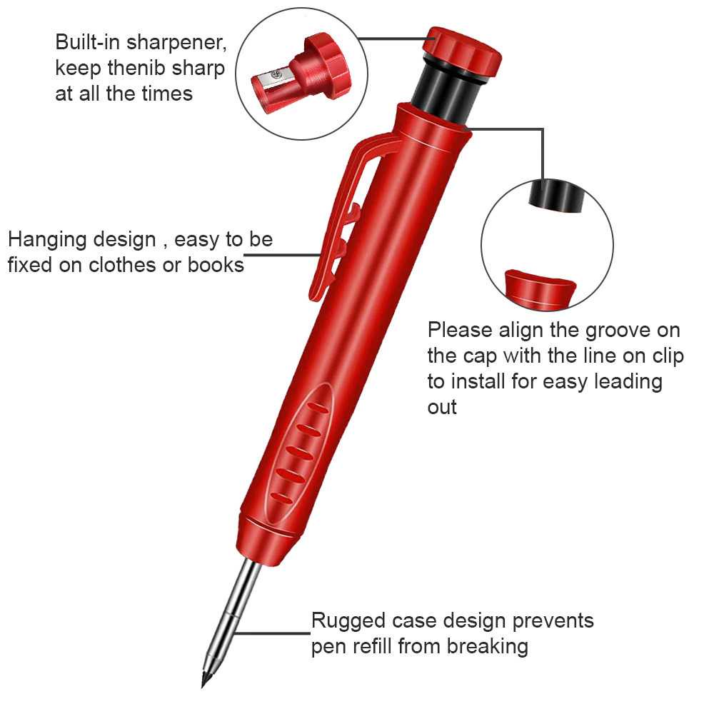 BAILE Pensil Refill Solid Carpenter Marking Pencil with Refill B15322 ( Mughnii )