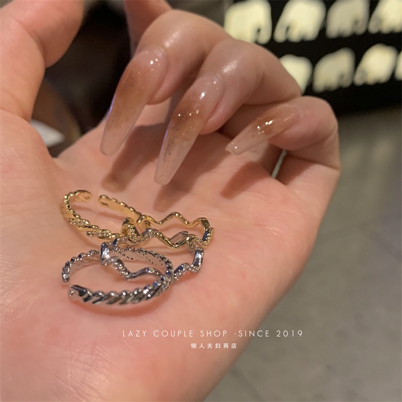 Y2k Zirkon Kupu-Kupu Cincin Emas Perak Hati Set Berlian Rings Untuk Wanita Aksesoris Fashion Perhiasan