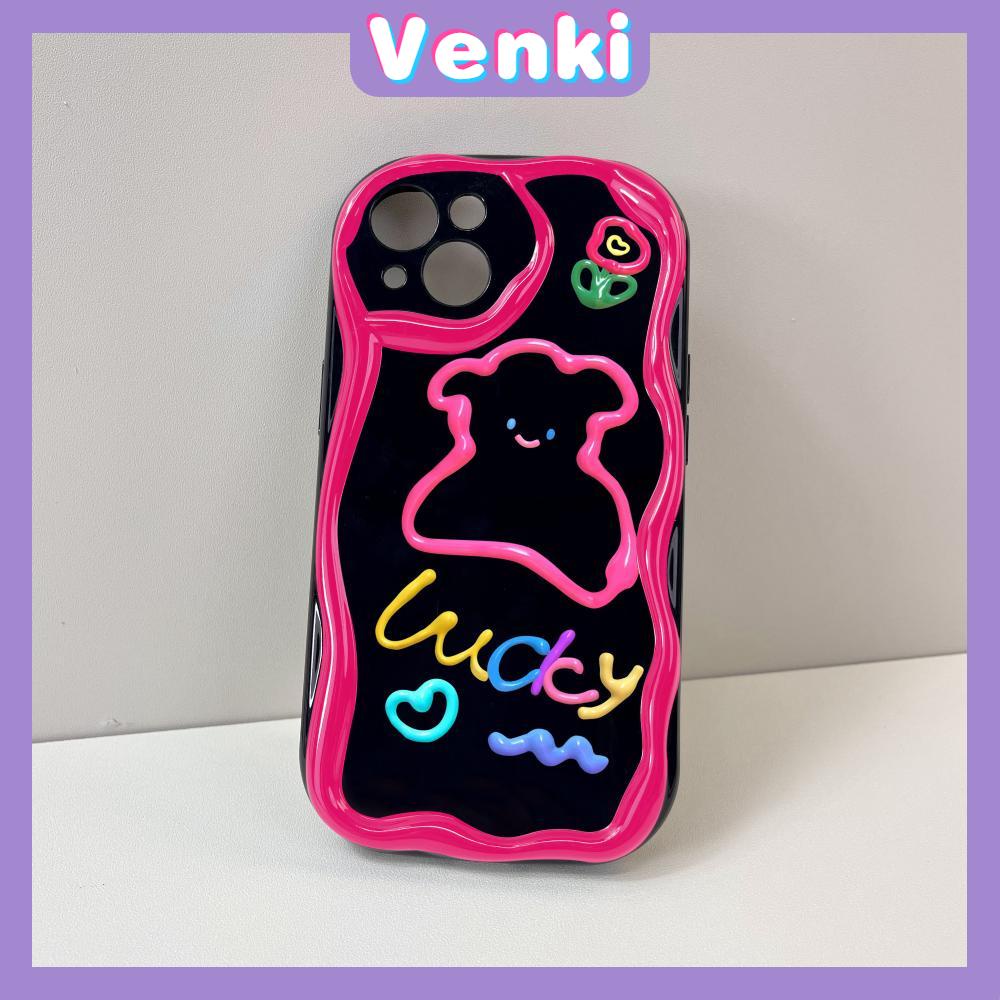 VENKI - For iPhone 11 iPhone Case 3D Curved Edge Wave Glossy Black TPU Airbag Shockproof Camera Cover Purple Bear Compatible with iPhone 14 13 Pro max 12 Pro Max xr xs max 7 8Plus