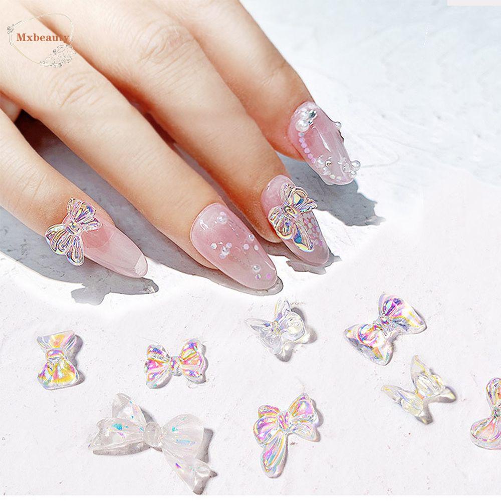 Mxbeauty Kupu-Kupu Aurora Nail Art Dekorasi Lucu Glitter Bunga Mixcolor Ikatan Simpul Ornamen Pesona Kuku