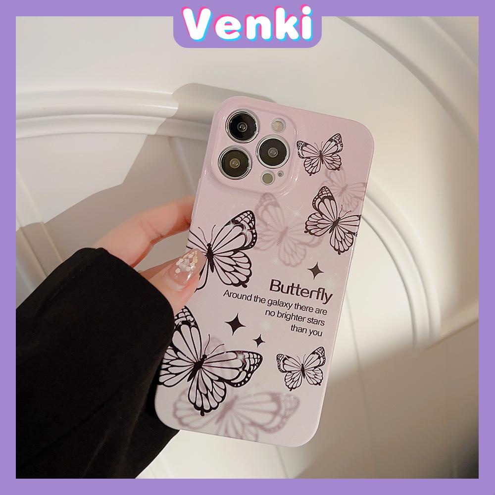 Venki - For iPhone 11 iPhone Case Black Glossy Soft Case TPU Shockproof Camera Cover Protection Butterfly Compatible with iPhone 14 13 Pro max 12 Pro Max xr xs max 7Plus 8Plus