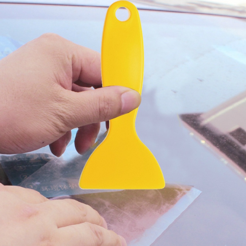 1pc Car Wrapping Film Aplikasi Squeegee Scraper Tools Bubble Stiker Jendela Scraper Piring Kaca Film Plastik Kuning Alat