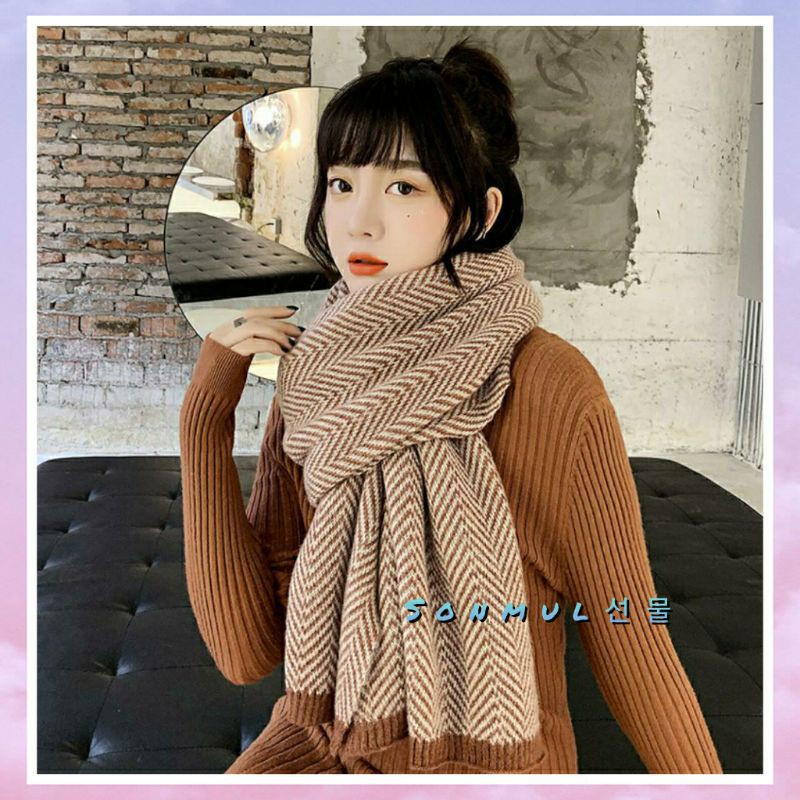 IMPORT WOMAN MAN WINTER ADELLE LONG SCARF SHAWL SYAL PANJANG WANITA PRIA MUSIM DINGIN GUGUR HANGAT