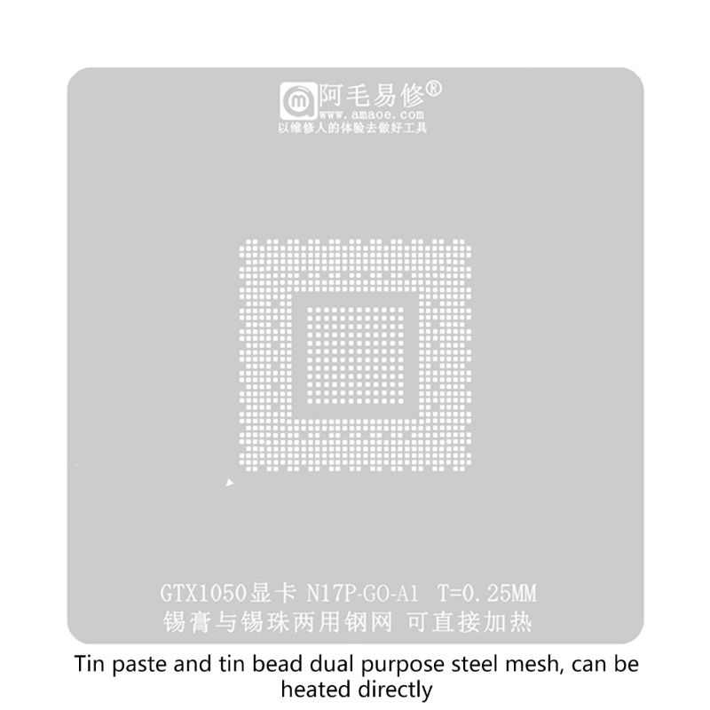 Vivi N17P-G0-A1 Stensil Solder Steel Template Untuk GTX1050 BGA Station Kits