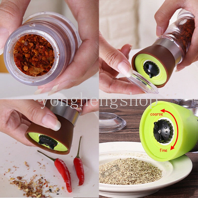 Gilingan Lada Garam Manual Kreatif Penggiling Botol Bumbu Wadah Penggiling Bumbu Multifungsi Adjustable Mill Shaker Gadget Dapur