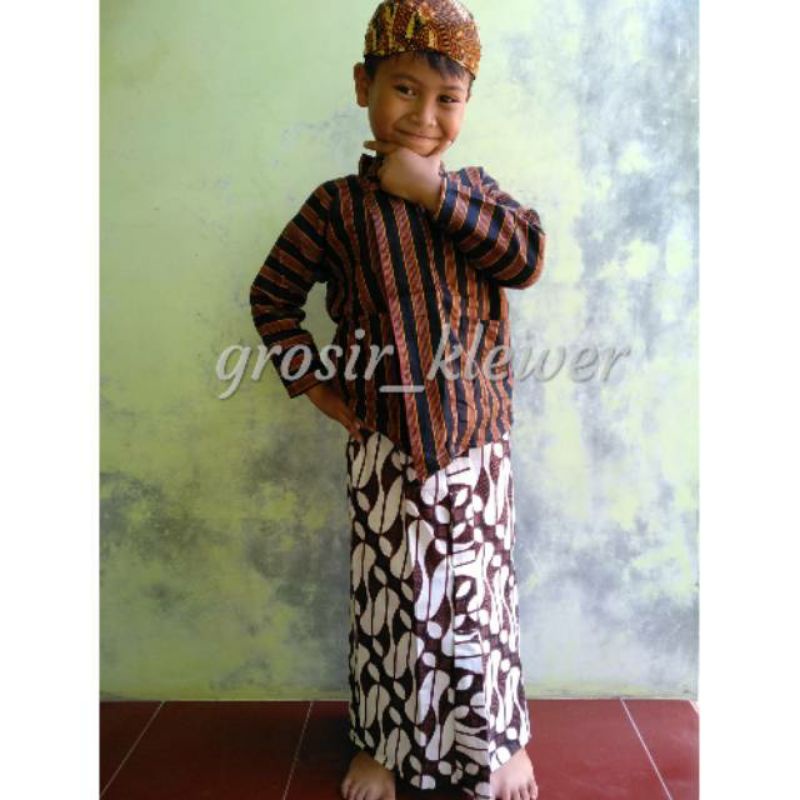 Lurik Setelan Surjan Lurik Anak - Baju Adat Anak -Surjan Lurik Anak - Baju Adat Nusantara-Baju Adat 