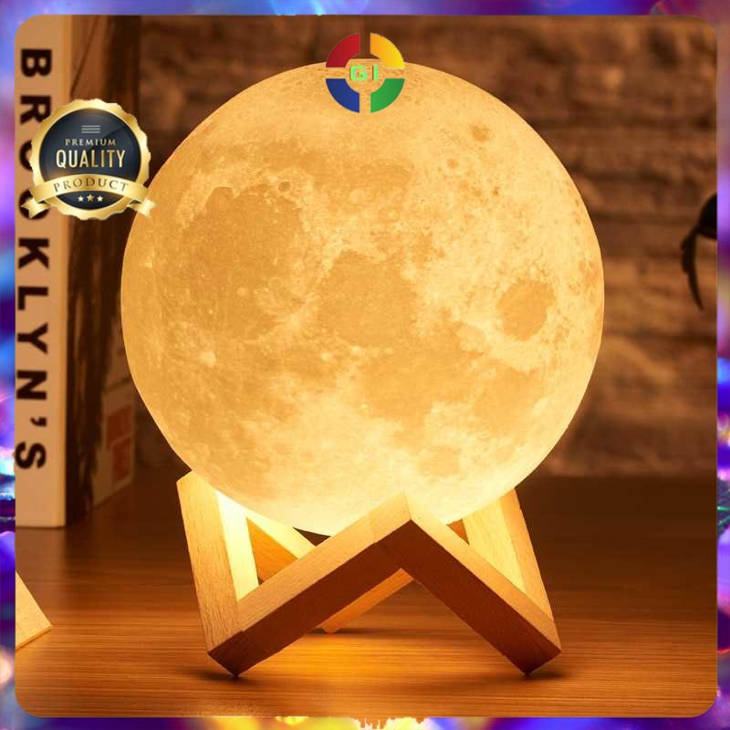 Lampu Tidur Bulan 3D Moon Night Light Lamp Rechargeable 12cm No Color