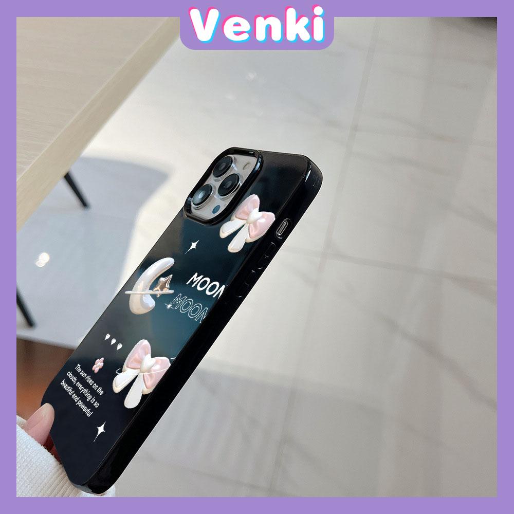 VENKI - For iPhone 11 iPhone Case Black Glossy TPU Soft Case Shockproof Protection Camera Star Moon bow Compatible with iPhone 14 13 Pro max 12 Pro Max xr xs max 7Plus 8Plus