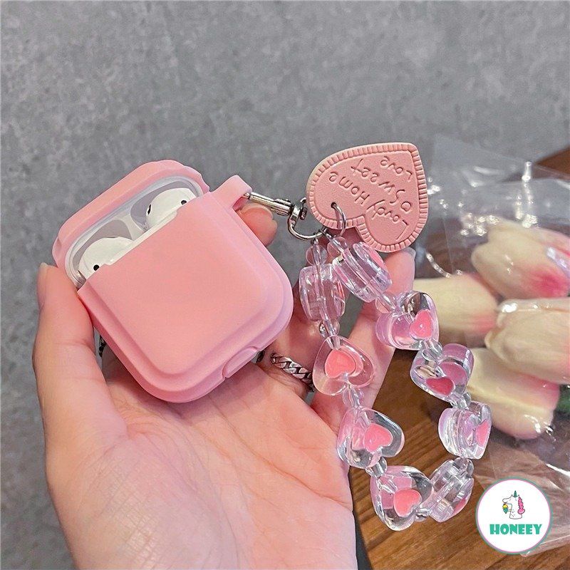 Untuk AirPods Pro Case AirPods 2rantai Korea Lucu Liontin Keyring Headphone Case Air Pods Pro3Sarung Earphone Silikon