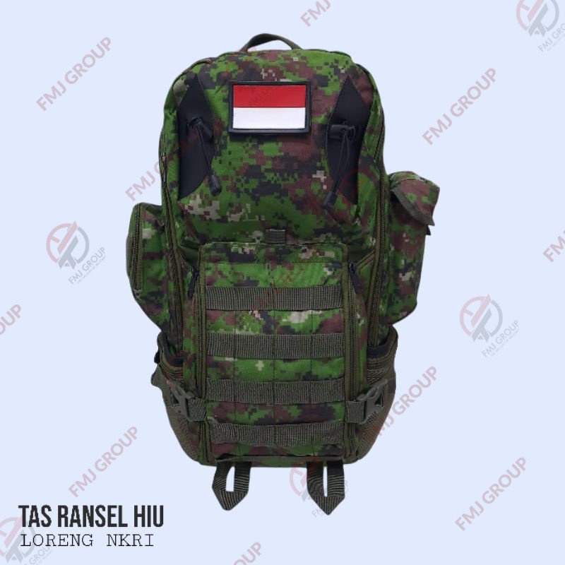 Tas Ransel Hiu Army / Tas Punggung Hiu / Ransel Backpack Hiu / Tas Gunung Tactical Army Hitam,Krem,Hijau Army,Loreng Gurun,Malvinas