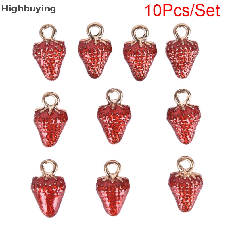 Hbid 10Pcs/Set Enamel Alloy Strawberry Ch Liontin Perhiasan DIY Membuat Kerajinan Hadiah Glory