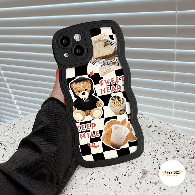 Case Untuk OPPO A17K A12 A17 A15 A58 A16K A55 A77s A77 A54 A96 A95 A53 A3s A74 A16s A5 A9 A57 A16 A1k A78 A5s A76 A52 A7 Reno 8T 8 7 8Z Enak Cream Sandwich Cookie Wavy Edge Sarung