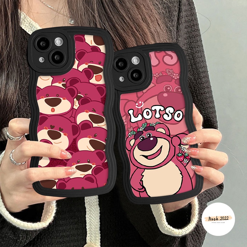 Casing Manyo Kartun Untuk Redmi 12C A1+10 10A 10C A1 9A 9 9T 9C Mi 11T Pro Redmi Note 10s 11s 9s 8 9 11 10 Pro POCO M3 X3 NFC Pro Soft Tpu Cute Strawberry Bear Wavy Edge Sarung