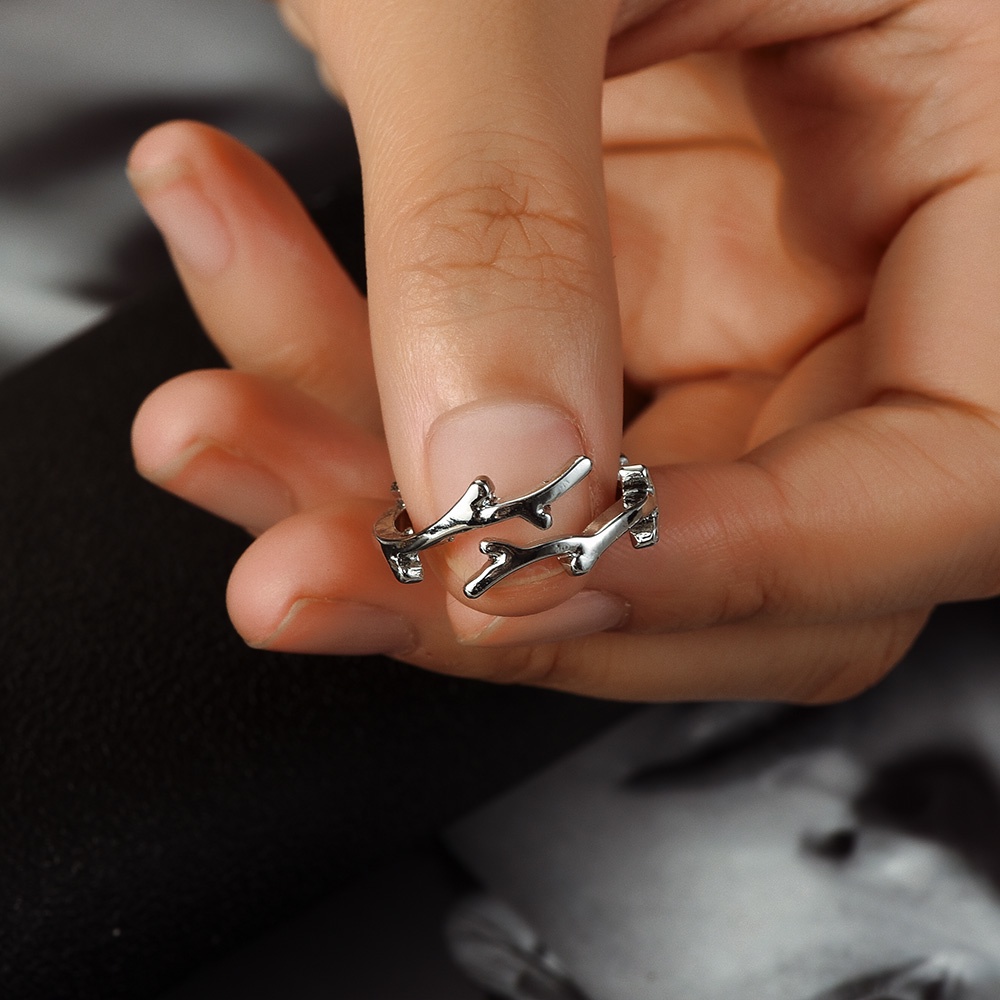 Fashion Sederhana Tanduk Dapat Disesuaikan Terbuka Cincin Untuk Wanita Dan Pria/Hati Berongga Wanita Glossy Jari Cincin/Pasangan Cincin/Perhiasan Wanita Populer