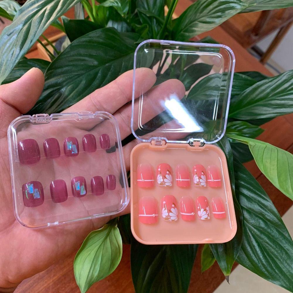 Mxbeauty Kotak Display Kuku Mini Travel Transparan Square Fillet Nail Ornaments Box