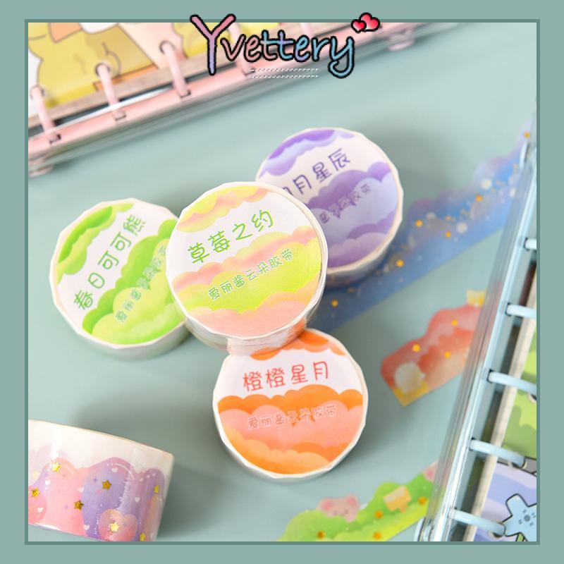 

❤️COD Stiker Tulisan Tangan Awan Stiker Buku Pegangan yang Dicap Kertas perekat berbentuk gelombang-Yy