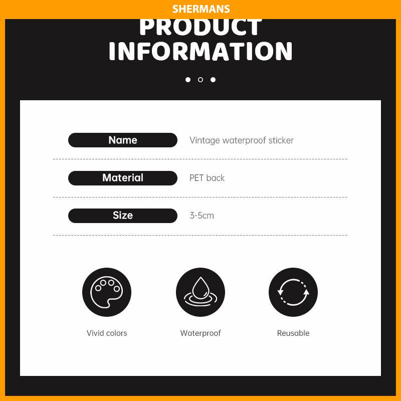 

[Ready Stock❤️]Hitam Putih Stiker Vintage Gaya Korea Casing Ponsel Gelas Air Tahan Air Stiker sherman