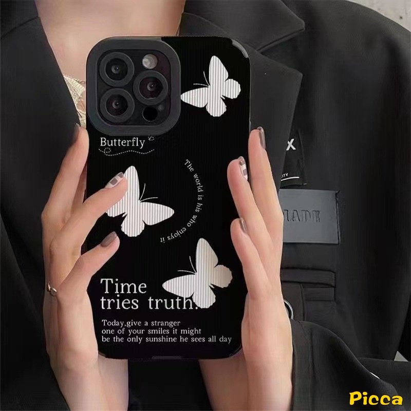 IPHONE Casing Ponsel Kupu-Kupu Retro Tekstur Kulit Mewah Kompatibel Untuk Iphone11 12 13 14 Pro MAX XR 7 8 Plus X XS MAX 7Plus INS Fashion Fantasy Butterfly Shockproof Tpu Soft Cover