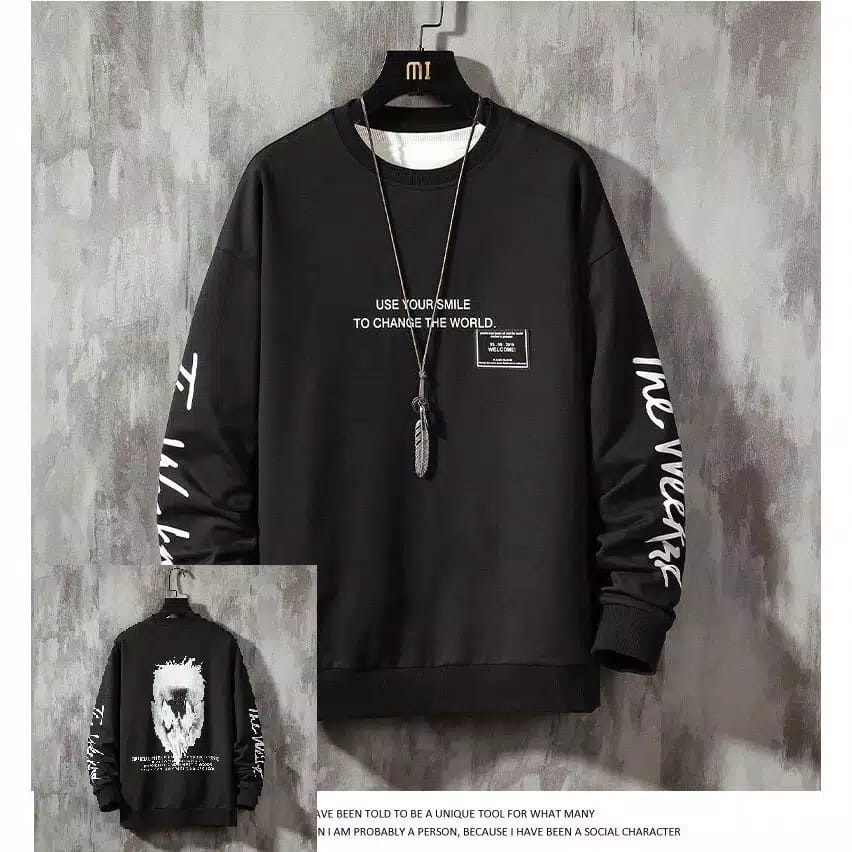 COD/DS2/ KAOS PRIA LENGAN PANJANG XABIER SMILE REBORN BAJU PRIA LENGAN PANJANG TOPMAN SIMPLE PAKAIAN PRIA