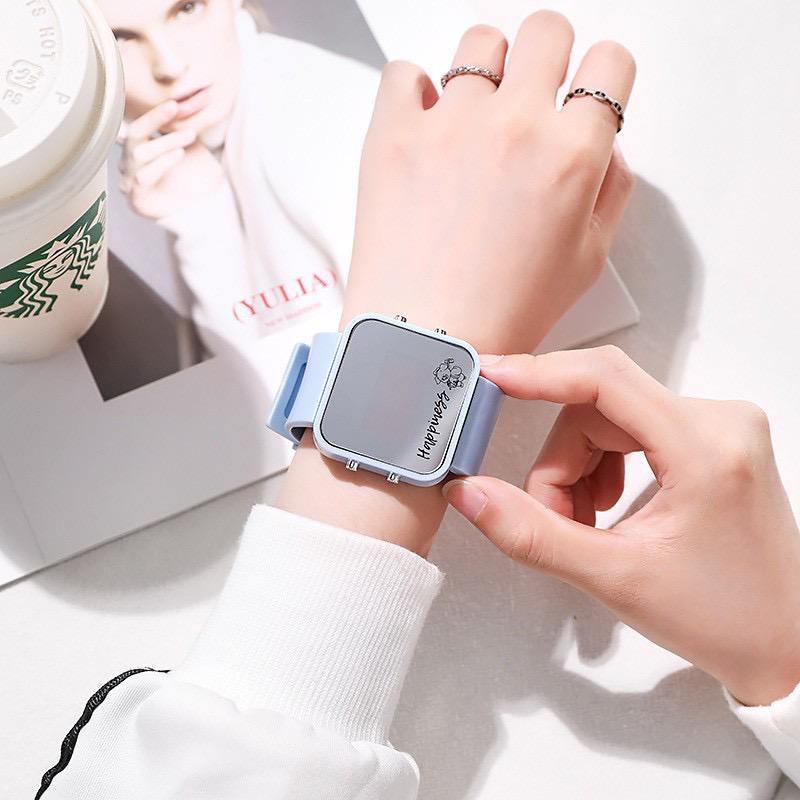 Jam Tangan Cermin Persegi Wanita / Pria LED Digital Trending Couple Viral Elektronik Led Sport Ins Luminous Korea Watches Termurah Best Seller