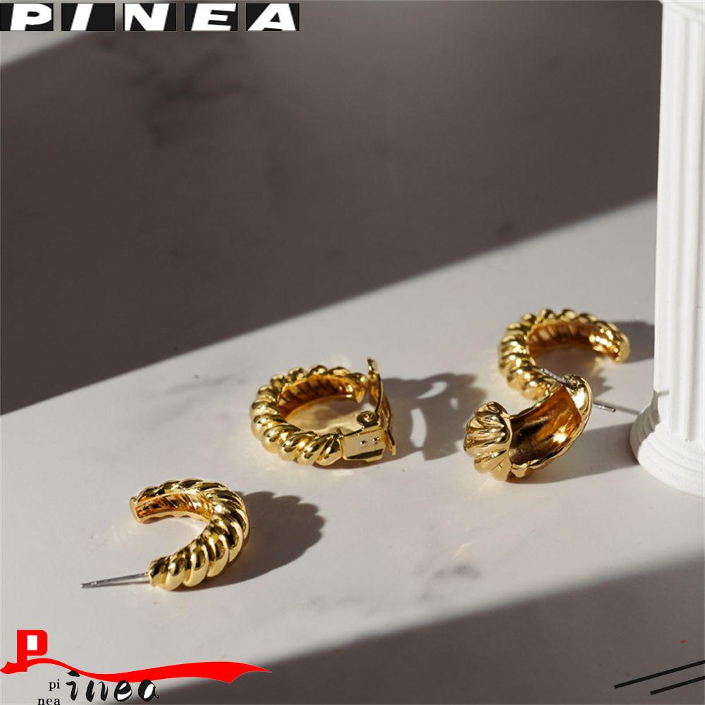 Anting hoop Nanas Mode Berlebihan Spiral Setengah hoop Perhiasan Berbentuk Geometris Klip Telinga