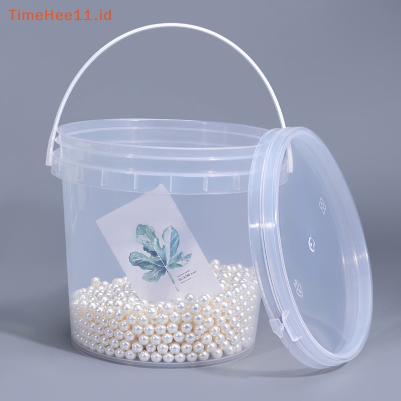 Timehee Ember Plastik 150ML-1500ML+tutup - Empty White With Handle - Large Food Pail ID